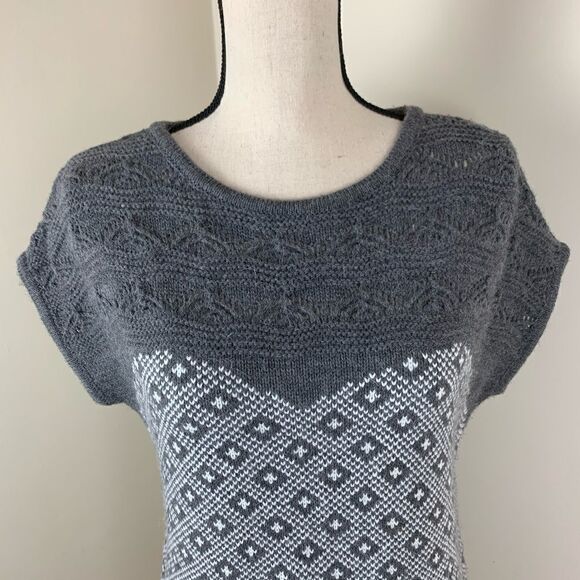 La Maglia Wool Knit Angora Blend Grey/White Tunic Sweater Dress - Picture 5 of 7